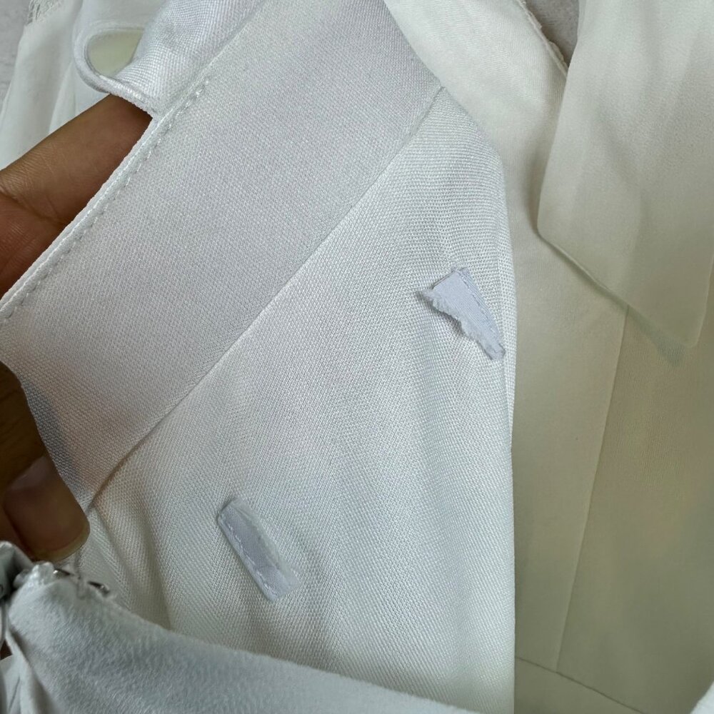 Lulus Astra Lace V Neck Maxi Wedding Dress Size S Chiffon Romantic Rustic Slit - Picture 10 of 10